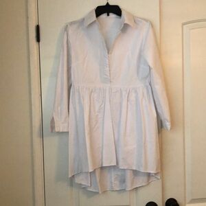Fitted Poplin Long Sleeve Mini Shirt Dress M